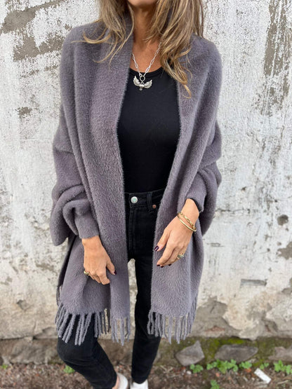 🔥HOT SALE 🔥Women's Long Sleeve Casual Tassel Shawl Coat