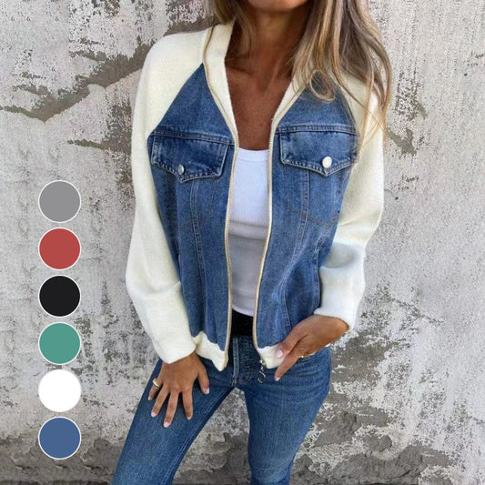 🔥Hot sale 50% off--Free shipping🔥New Fashion Women's Creative Denim Splicing Jacket