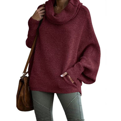 🍂Autumn Warm Turtleneck Sweater 44% OFF 🍂Women's Batwing Cowl Neck Sweater with Pocket