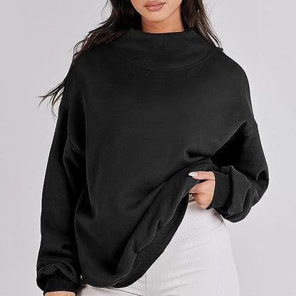 Women's Mock Neck Long Sleeve Pullover Sweatshirt