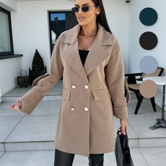 🍂Fall Specials 50% OFF🍂Women's Solid Color Double Breasted Coat