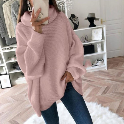 Women’s Oversized Turtleneck Solid Color Knit Sweater