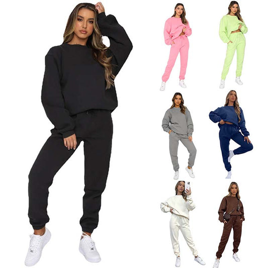 🍂Fall Specials 50% Off🍂Women's Cozy Solid Color 2-Piece Set（top + trousers）